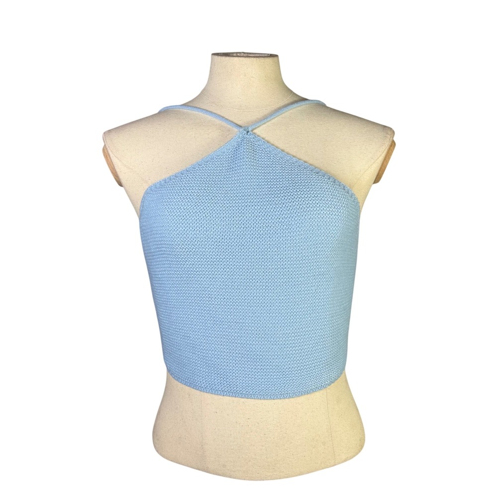 NWT Noisy May Cerulean Knit Halterneck Crop Top Sz XL